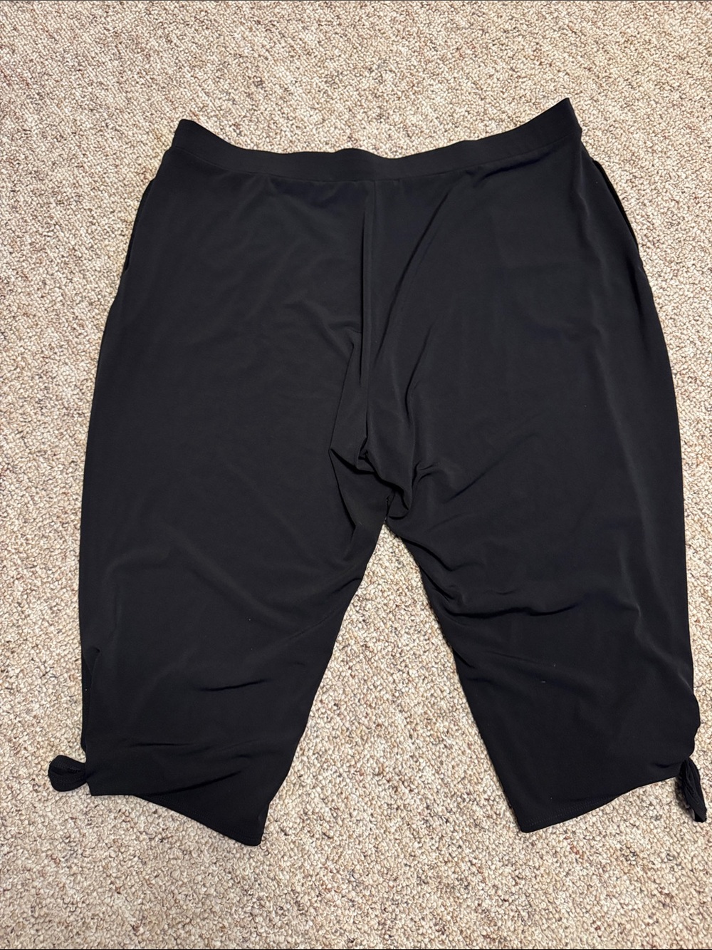 Susan Graver Black Stretch Capri Leggings with tie - Picture 5 of 5